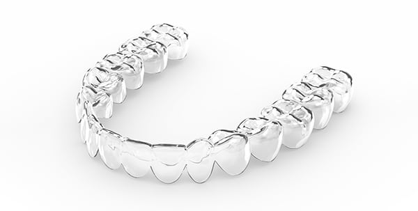 Clear Essix-style removable retainer, nearly invisible plastic tray